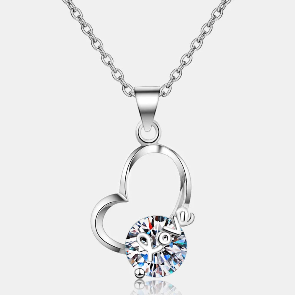 2 Carat Moissanite Heart 925 Sterling Silver Necklace - Roe Creation