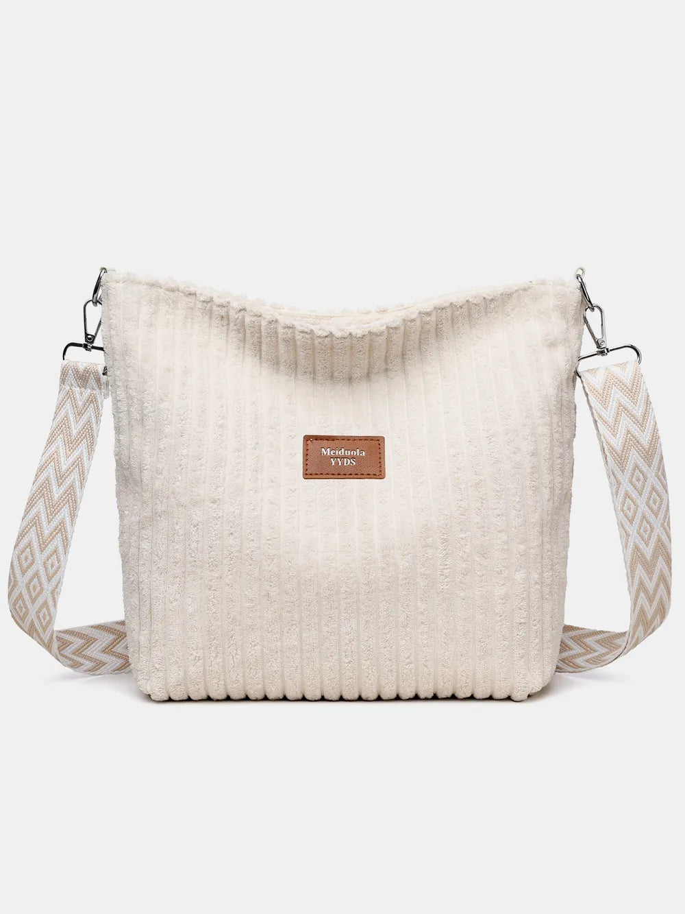 Solid Colour Corduroy Crossbody Bag with Removable Strap - Roe Creation