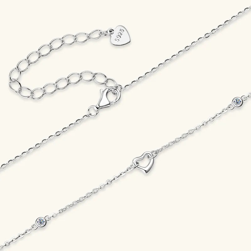 Moissanite 925 Sterling Silver Heart Necklace - Roe Creation