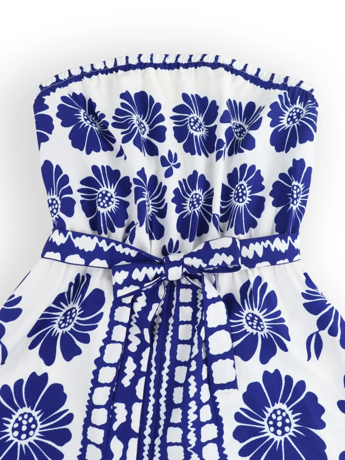 Printed Tube Tie Waist Romper - Roe Creation