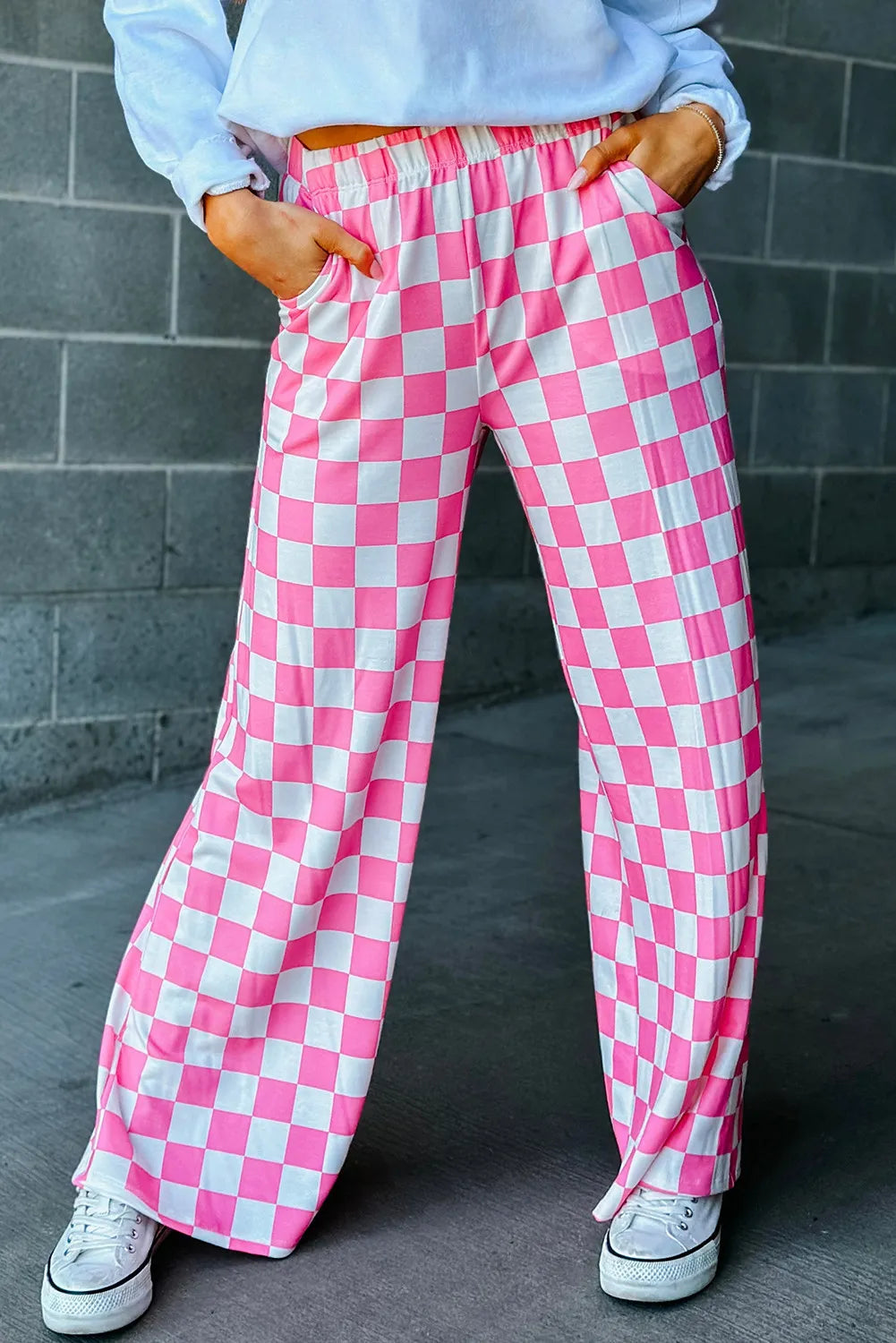 Checkered Wide Leg Pants - Roe Creation