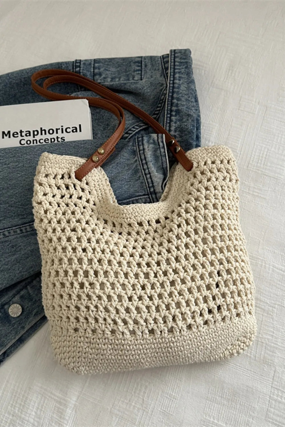 Openwork Woven Tote Bag - Roe Creation