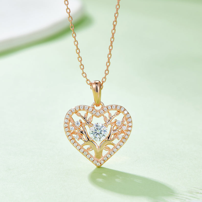 Moissanite 925 Sterling Silver Heart Shape Necklace - Roe Creation