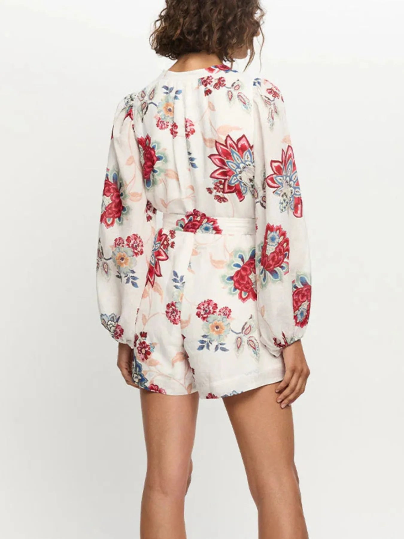 Floral Print Long Sleeve Romper - Roe Creation