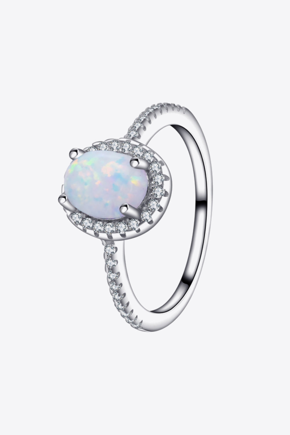 Opal 925 Sterling Silver Halo Ring - Roe Creation