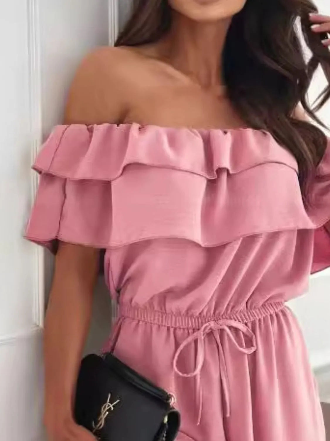 Off-Shoulder Ruffled Wide Leg Jumpsuit - Roe Creation