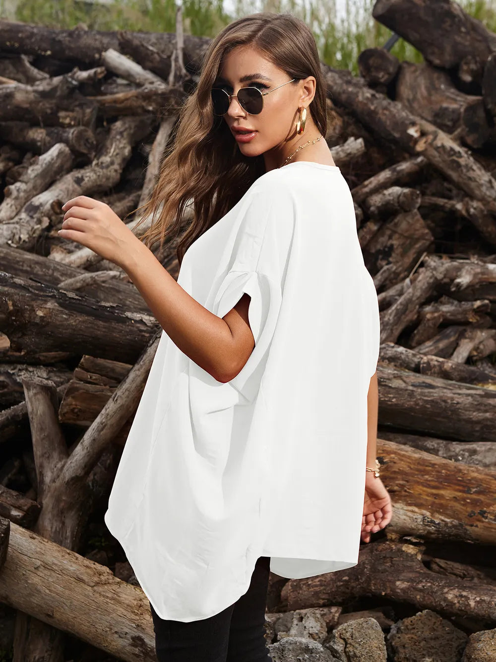Perfee Round Neck Short Sleeve T-Shirt - Roe Creation