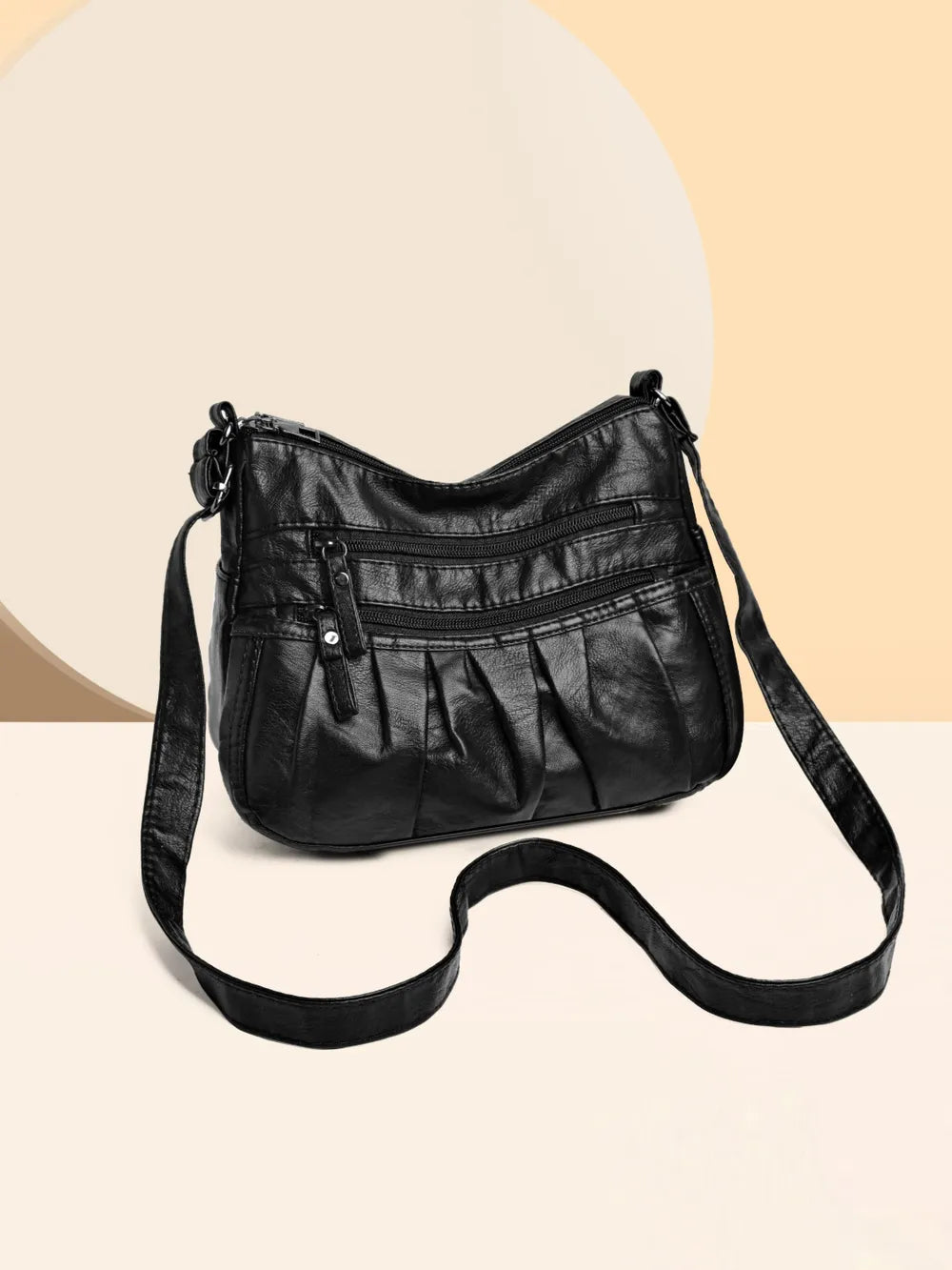 PU Leather Ruched Adjustable Strap Shoulder Bag - Roe Creation
