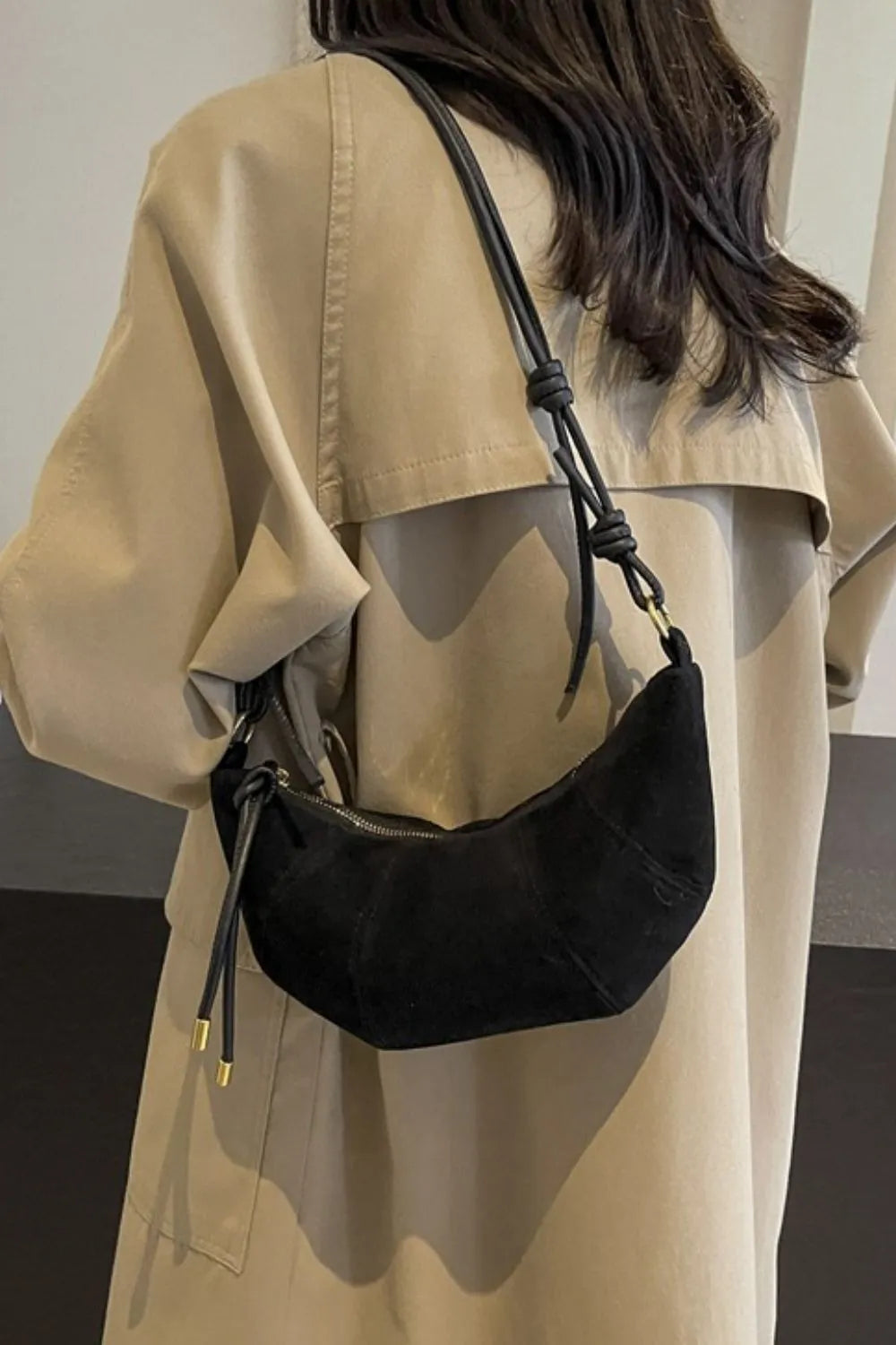 Leopard Print Suede Shoulder Bag with PU Leather Strap - Roe Creation