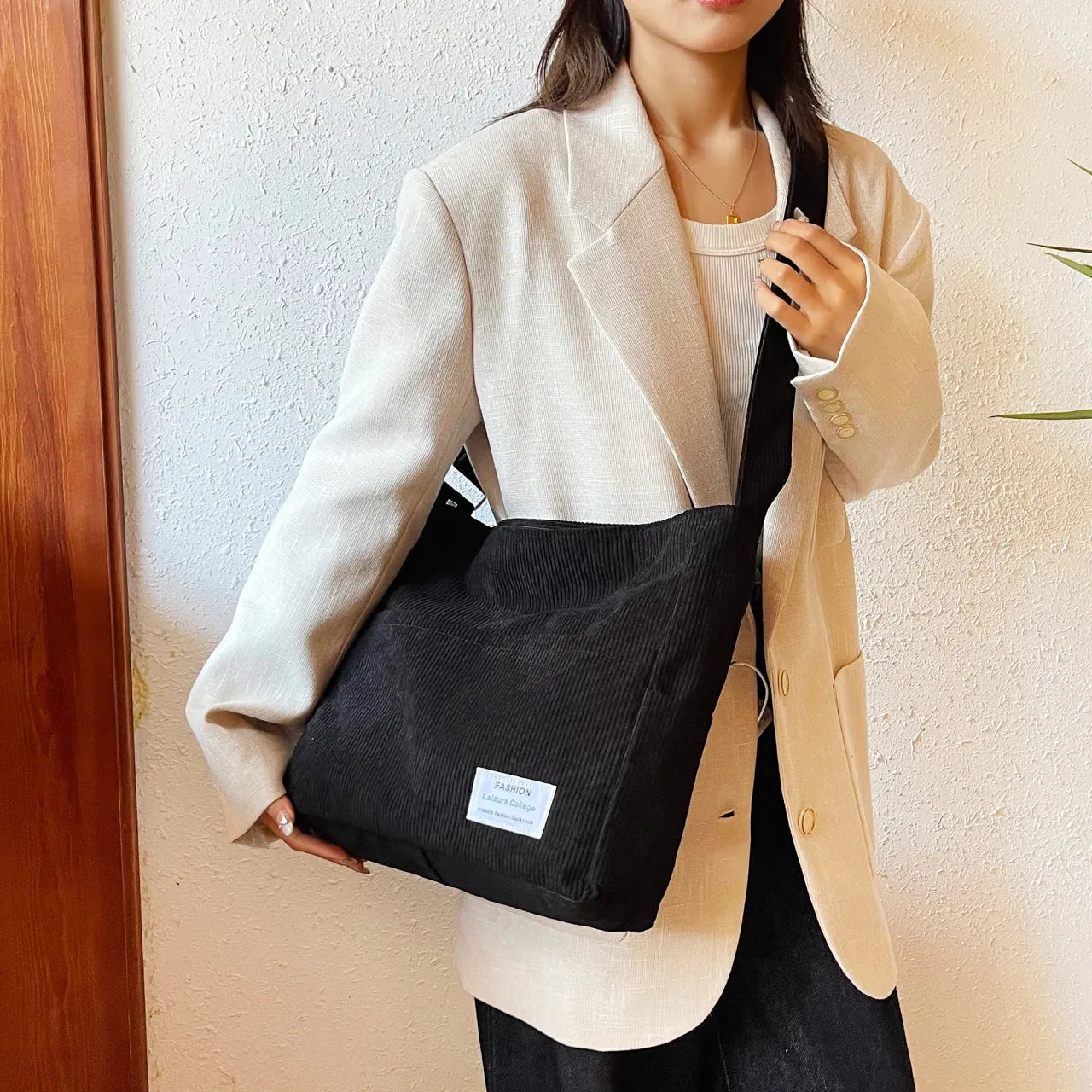 Corduroy Crossbody Messenger Bag - Roe Creation