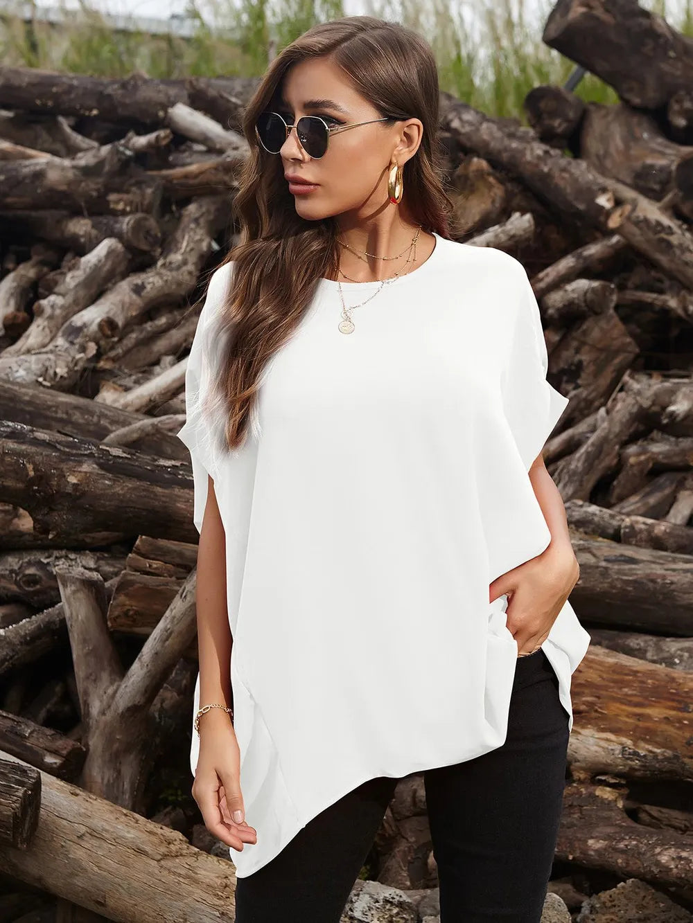 Perfee Round Neck Short Sleeve T-Shirt - Roe Creation