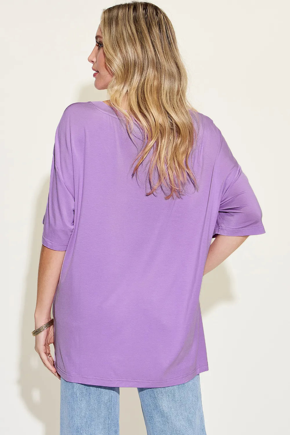 Basic Bae Full Size Bamboo V-Neck Drop Shoulder T-Shirt - Roe Creation