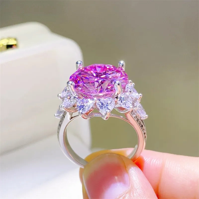 10 Carat Moissanite Zircon 925 Sterling Silver Ring - Roe Creation