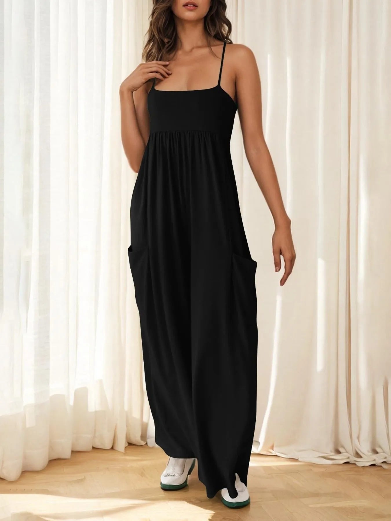 Spaghetti Strap Wide Leg Jumpsuit - Roe Creation