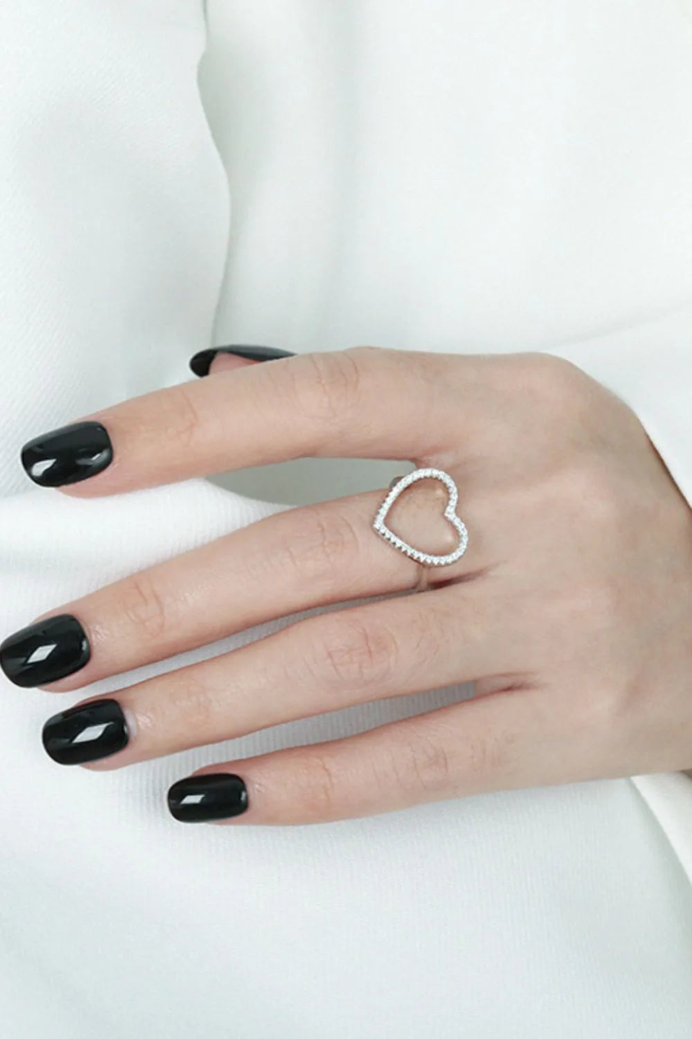 925 Sterling Silver Inlaid Zircon Heart Ring - Roe Creation