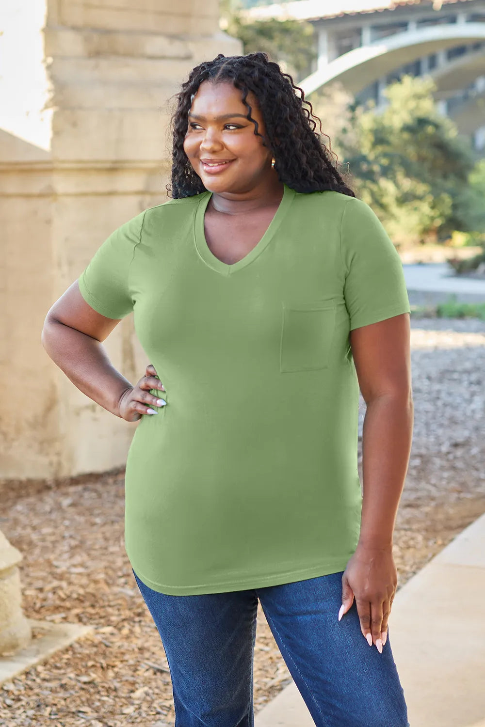 Basic Bae Bamboo Full Size V-Neck Short Sleeve T-Shirt - Roe Creation