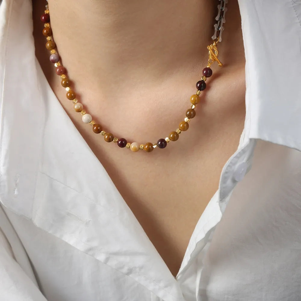 Titanium Steel Egg Yolk Stone Necklace - Roe Creation
