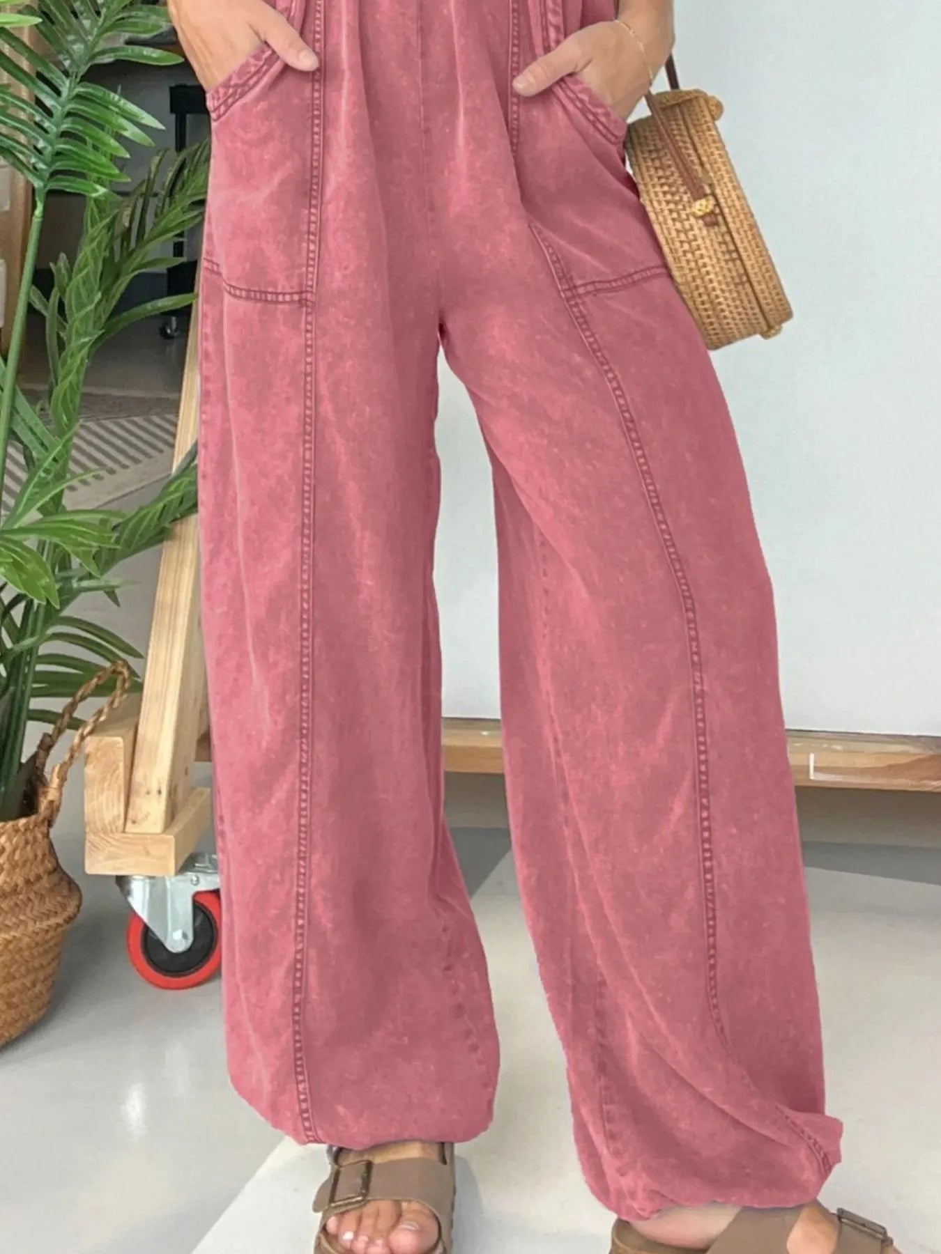Full Size Wide Leg Spaghetti Strap Jumpsuit Plus Size - Roe Creation