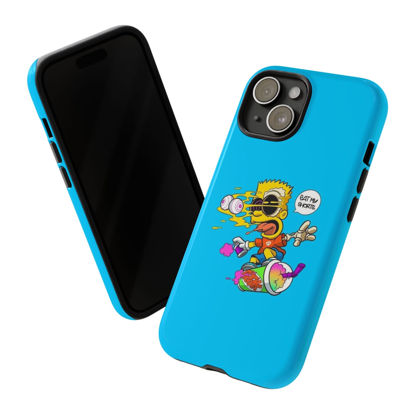 Spongebob Blue Cartoon iPhone Case - 'Eat My Shorts' Design