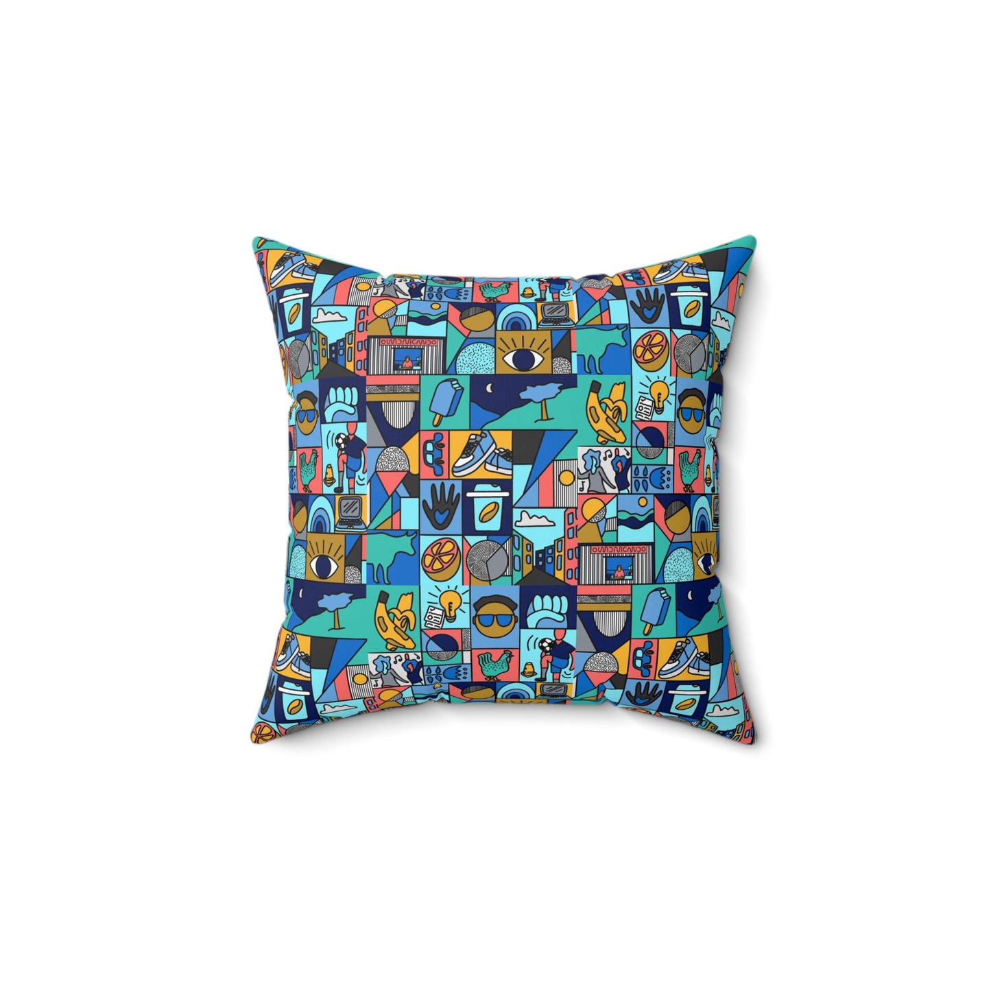 Vibrant Art Pattern Square Pillow - Modern Decor for Living Room & Bedroom