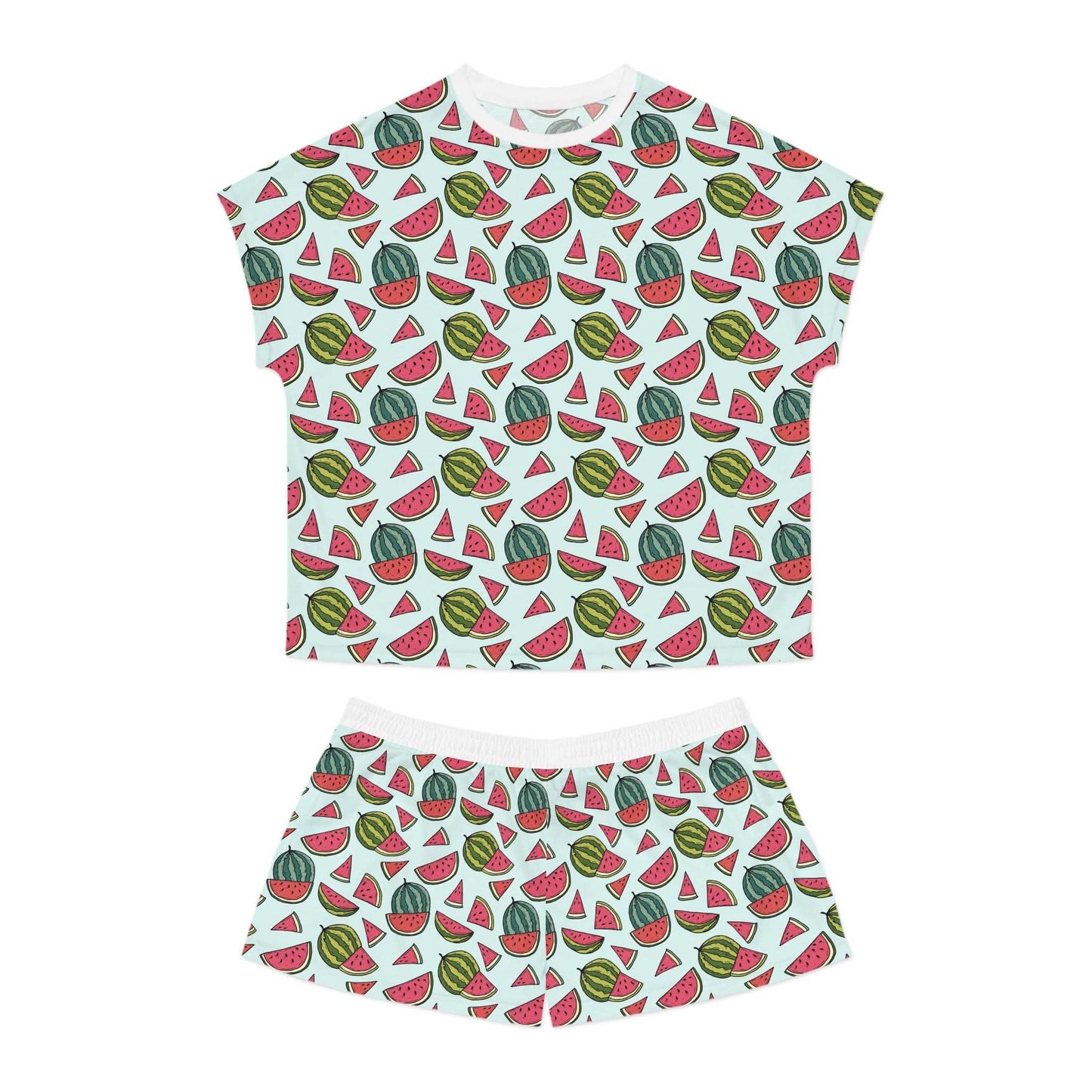 Watermelon Print Short Pajama Set, Summer Sleepwear, Women's Lounge Set, Cute.
