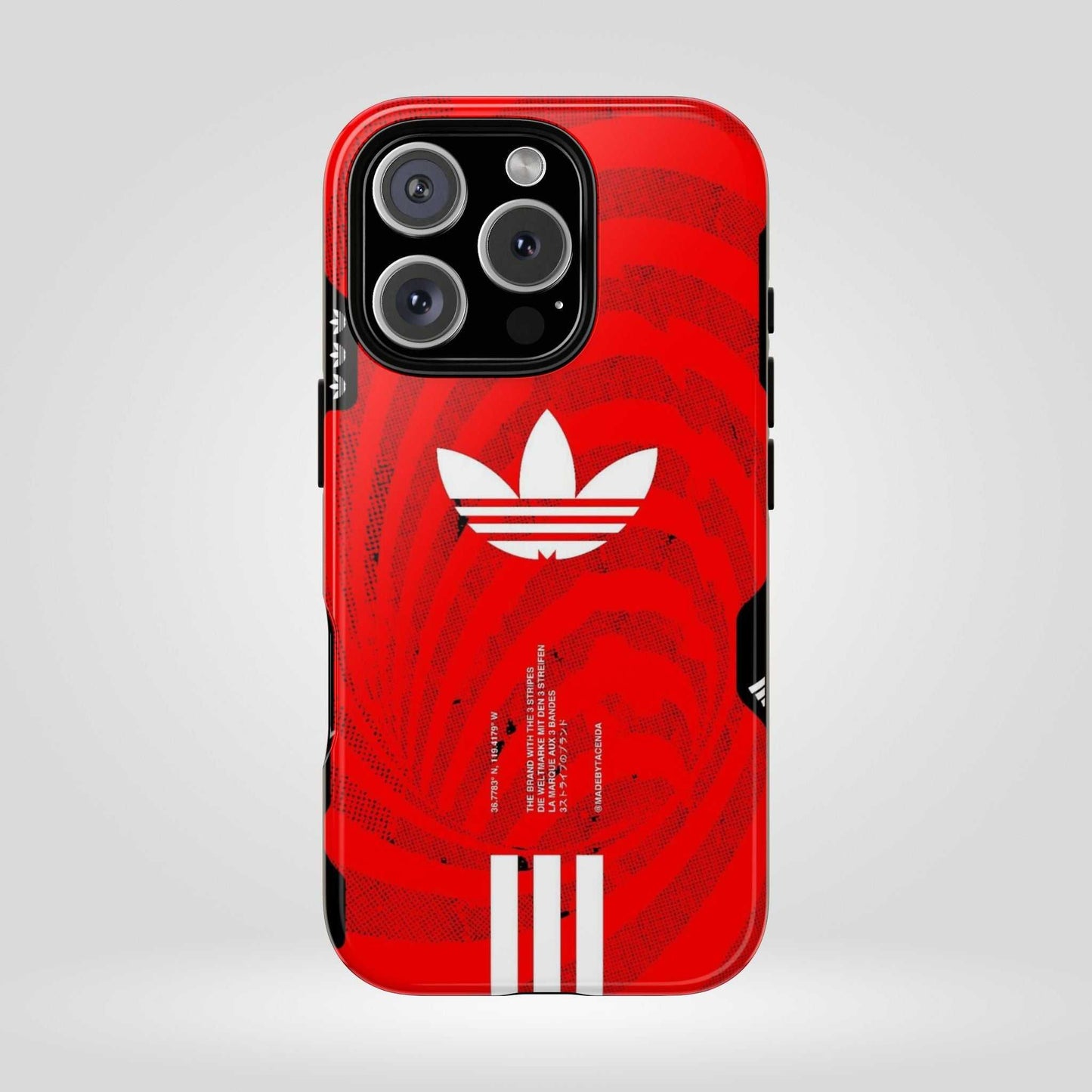 Adidas Tough Phone Case - Red Floral Design, Durable Protection.