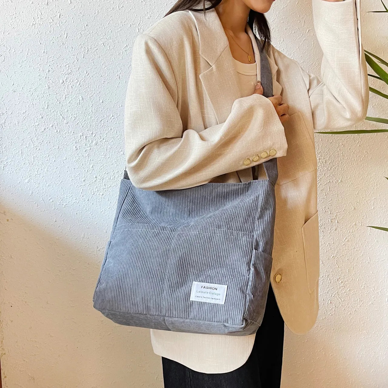 Corduroy Crossbody Messenger Bag - Roe Creation