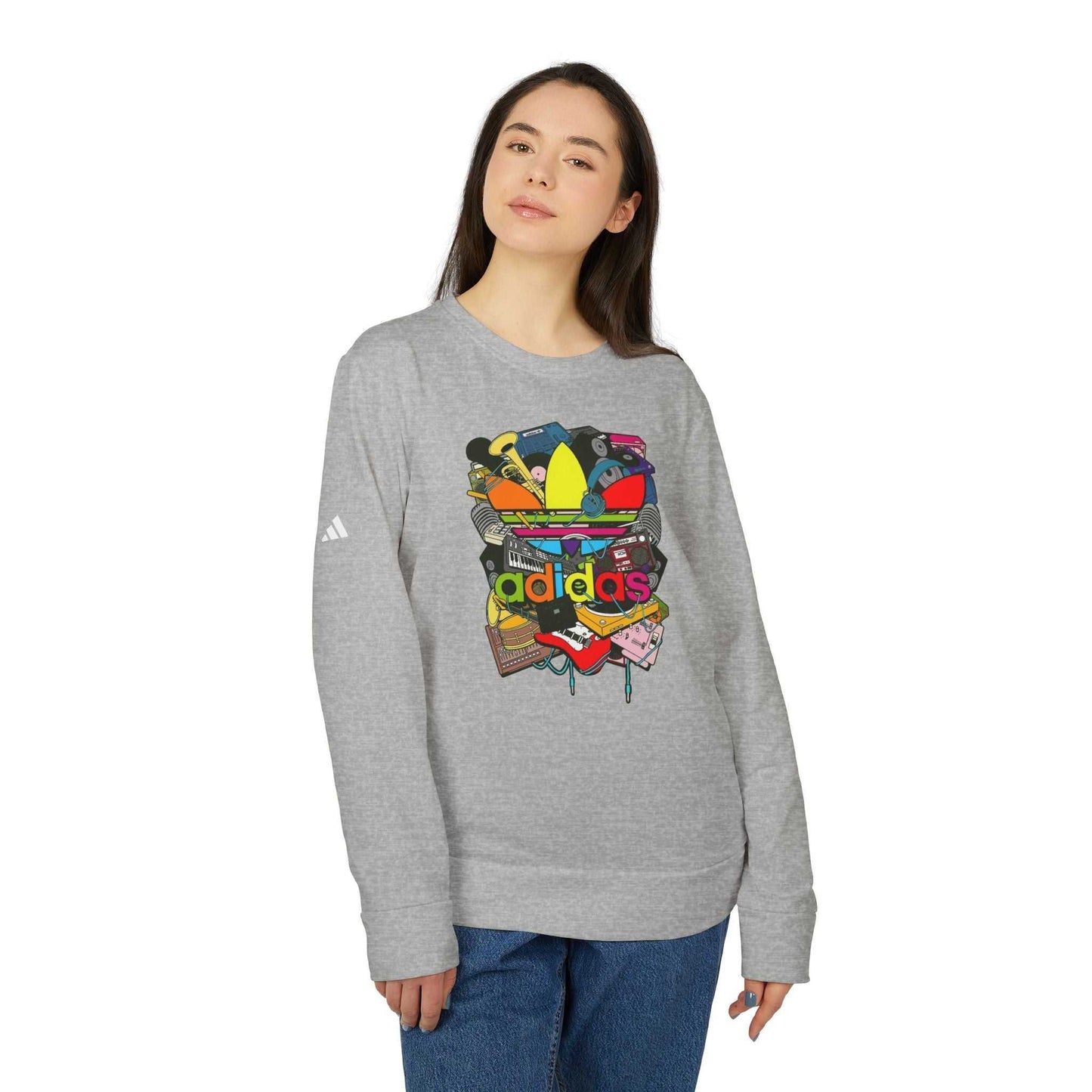 Original Adidas Crewneck Sweatshirt - Unisex Fleece Top, Casual Wear, Streetwear Style, Vintage Holiday Gift, Cozy.