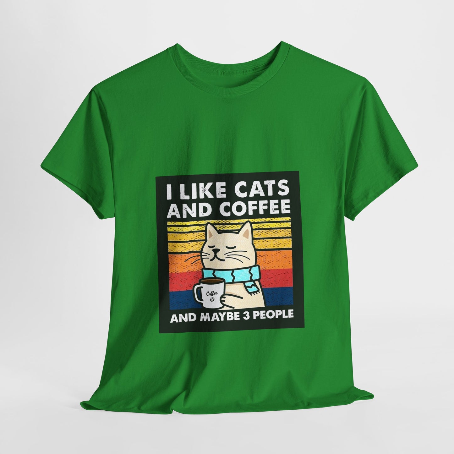 "I Like Cats and Coffee and Maybe 3 People" Unisex Heavy Cotton Tee - Roe Creation
