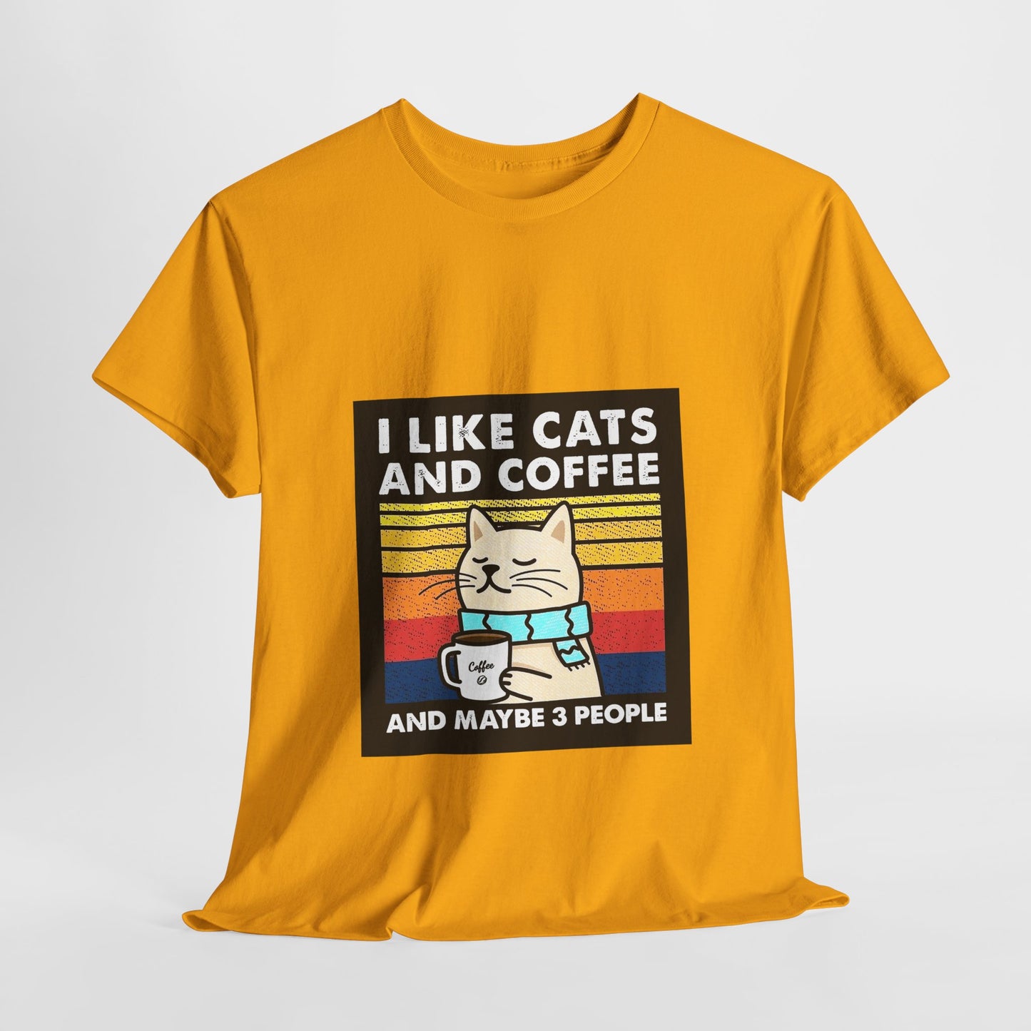 "I Like Cats and Coffee and Maybe 3 People" Unisex Heavy Cotton Tee - Roe Creation