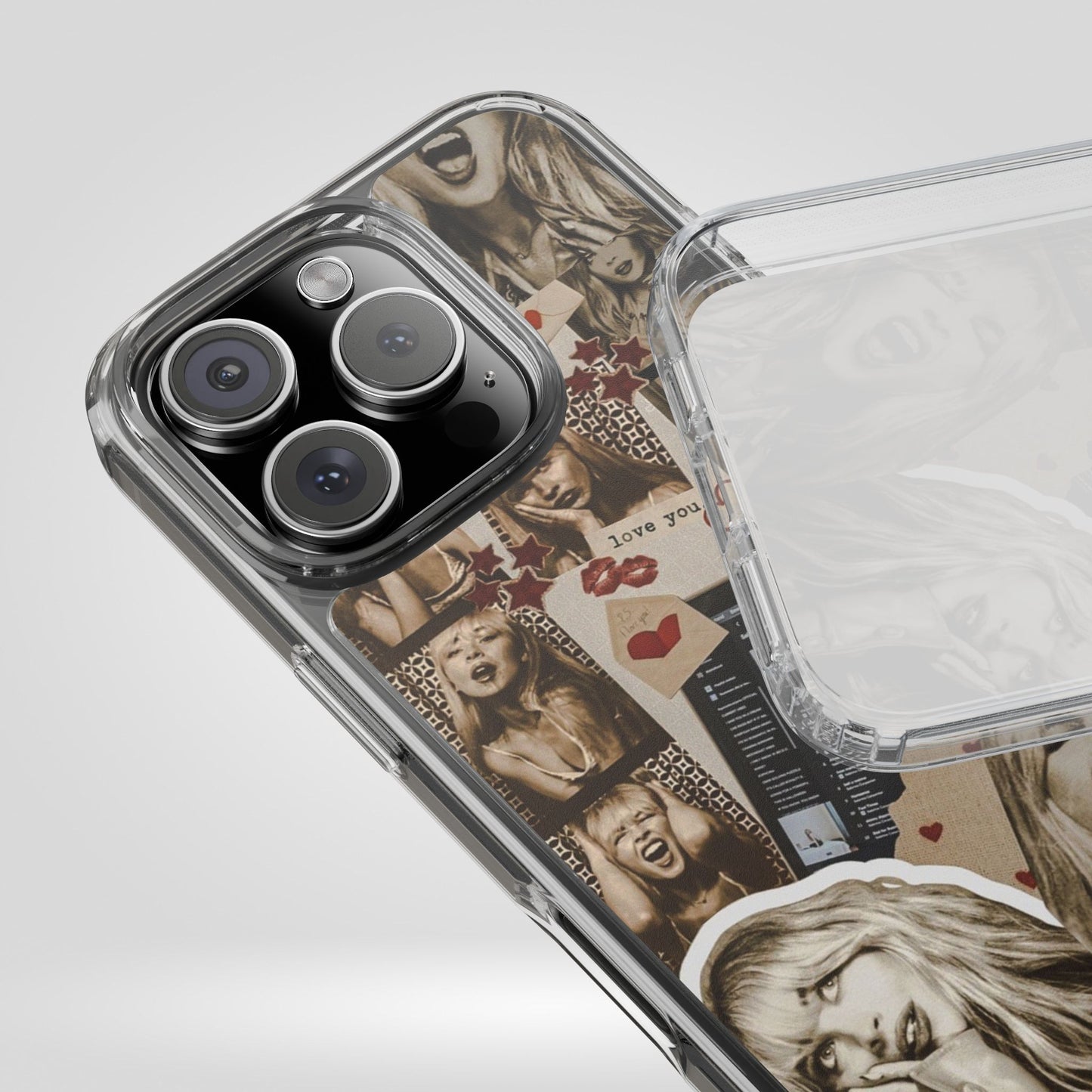 Sabrina Carpenter Vintage Photo Collage Clear Phone Case - Love You Design