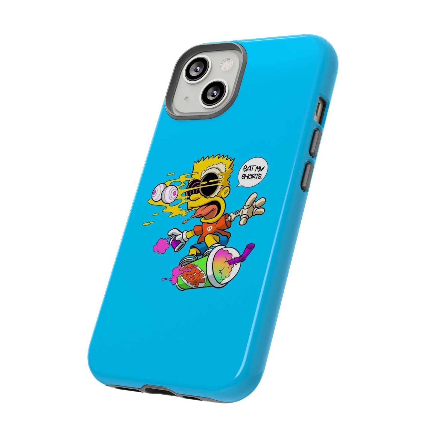 Spongebob Blue Cartoon iPhone Case - 'Eat My Shorts' Design