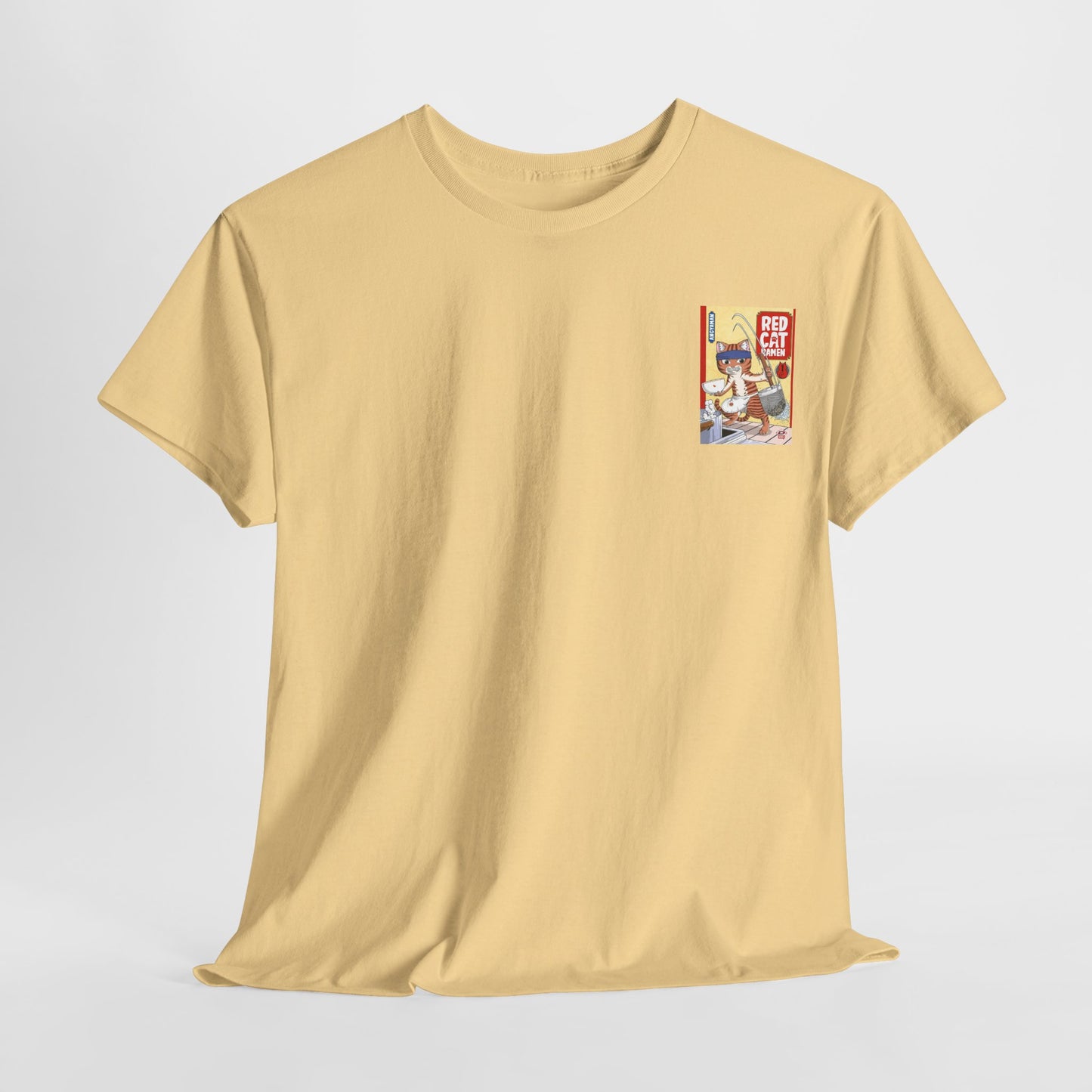 Red Cat Ramen Unisex Heavy Cotton Tee – Fun and Playful Design for Food Lovers - Roe Creation