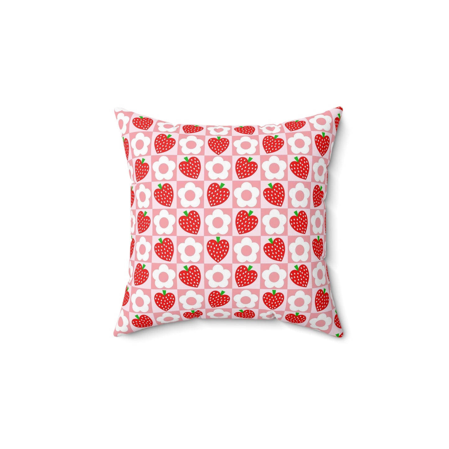 Strawberry Patterned Square Pillow - Cozy Decorative Cushion for Home