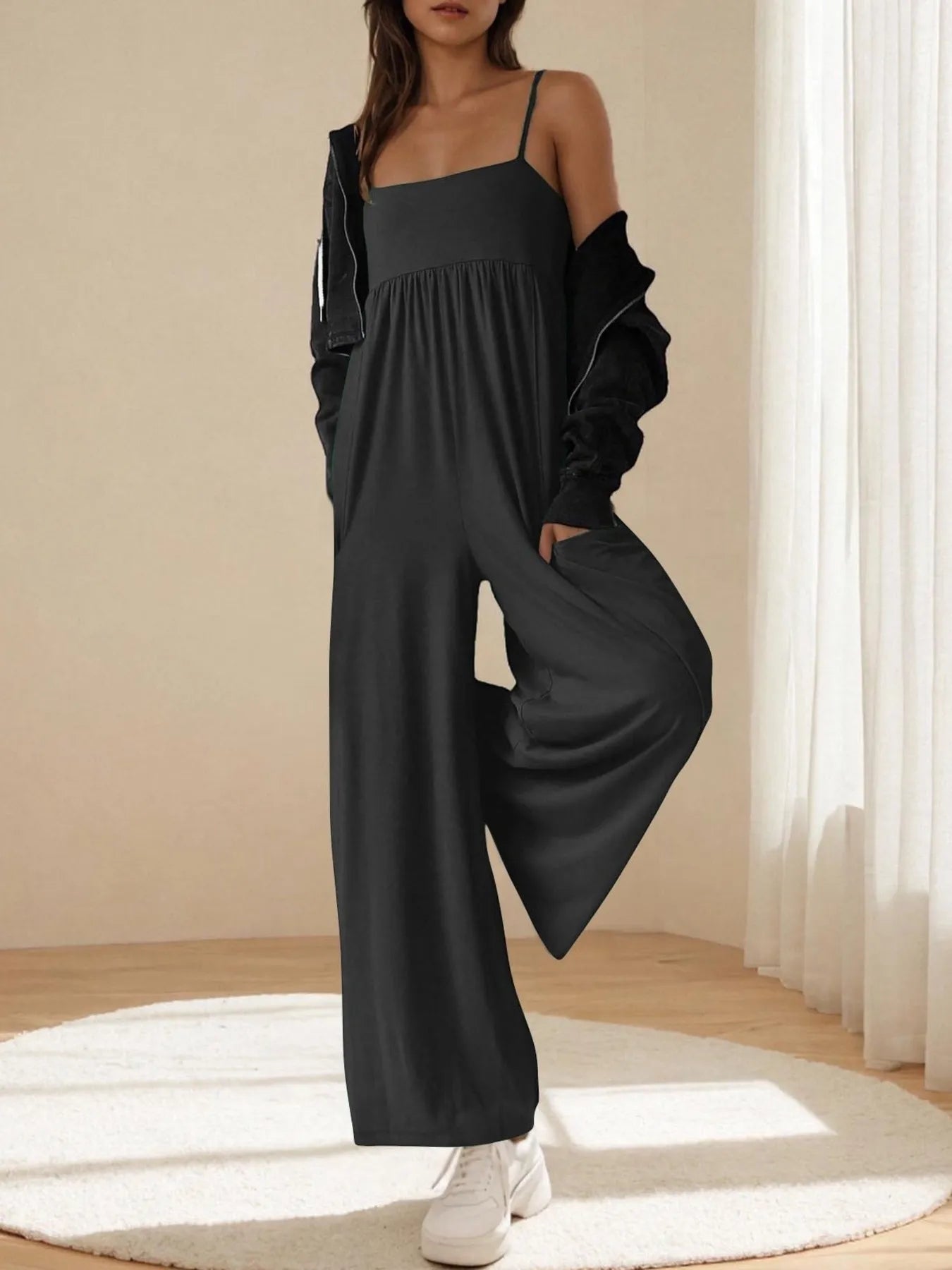 Spaghetti Strap Wide Leg Jumpsuit - Roe Creation