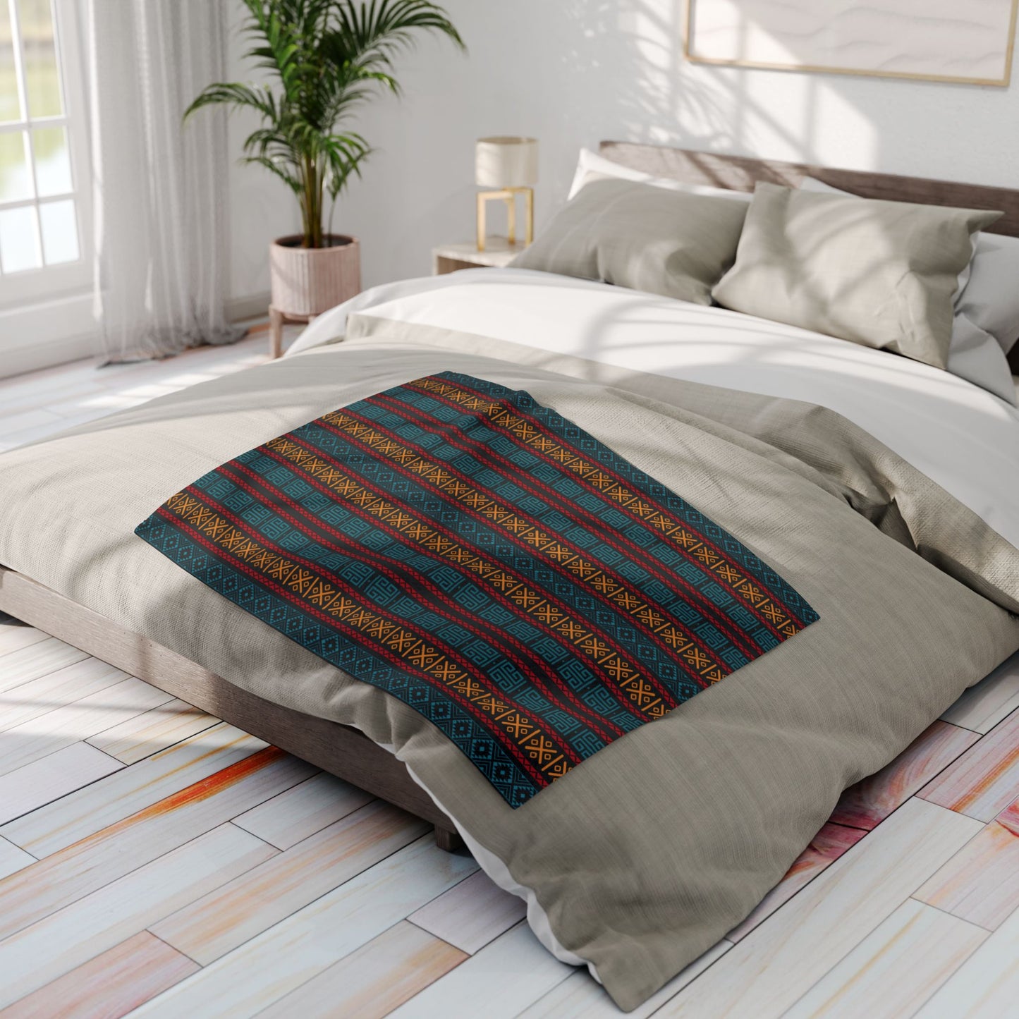 Colorful Aztec Tribal Fleece Blanket - Vibrant Tribal Pattern, Perfect for Home Decor and Gifting