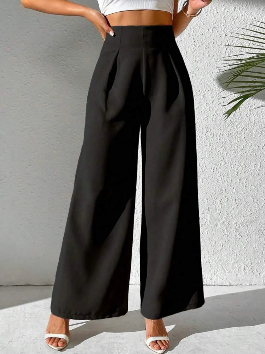 Wide Leg High Waist Pants - Roe Creation