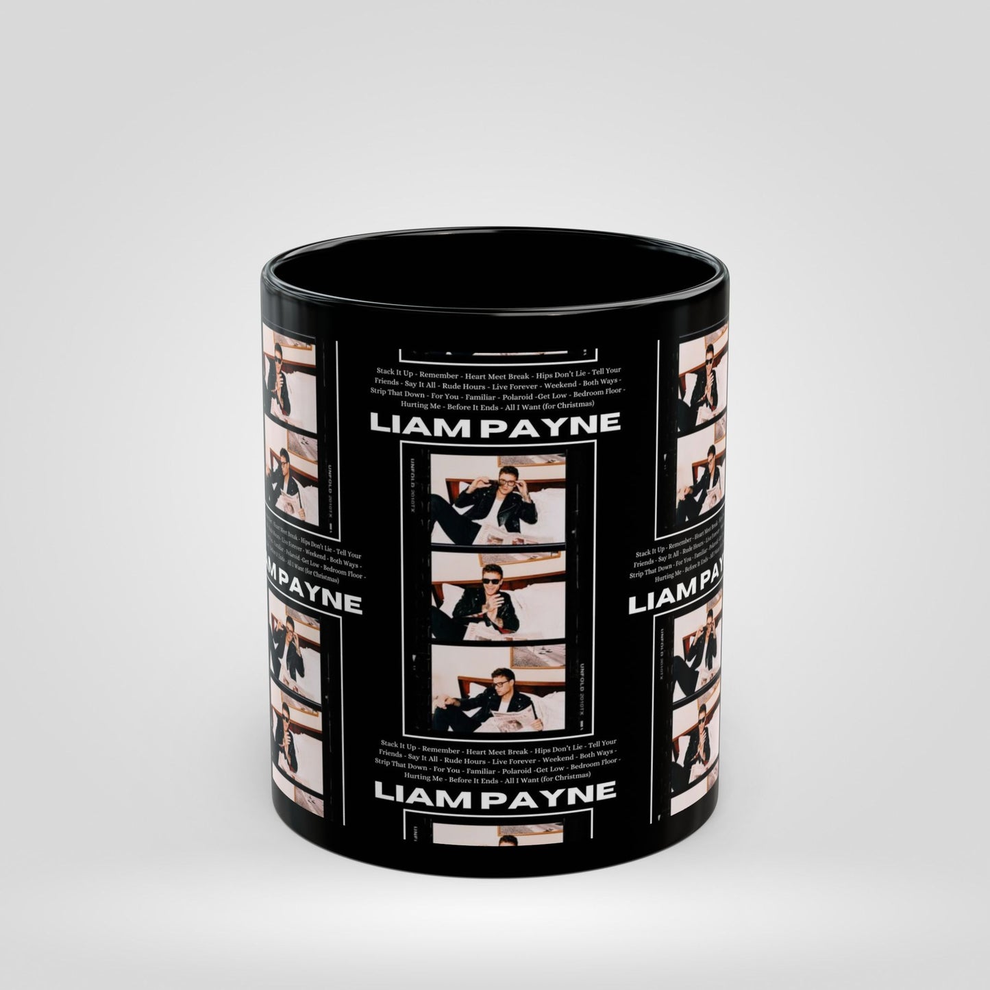 Liam Payne Black Mug - 11oz & 15oz Coffee Cup with Photo Collage Design