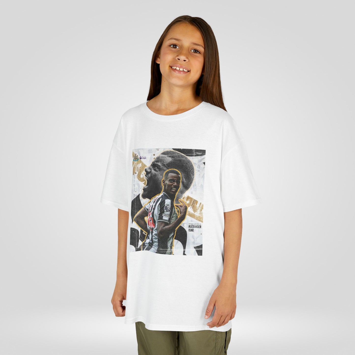 Alexander Isak Kids Heavy Cotton™ Tee - Stylish Graphic Tee for Young Newcastle Fans.