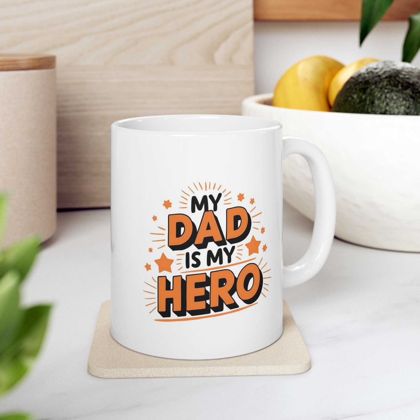 Fun Ceramic Mug for Coffee Lovers, Bright Graphic Tea Mug, Perfect Gift for Father's Day , Celebrations & Holidays, Unique Kitchen Decor.