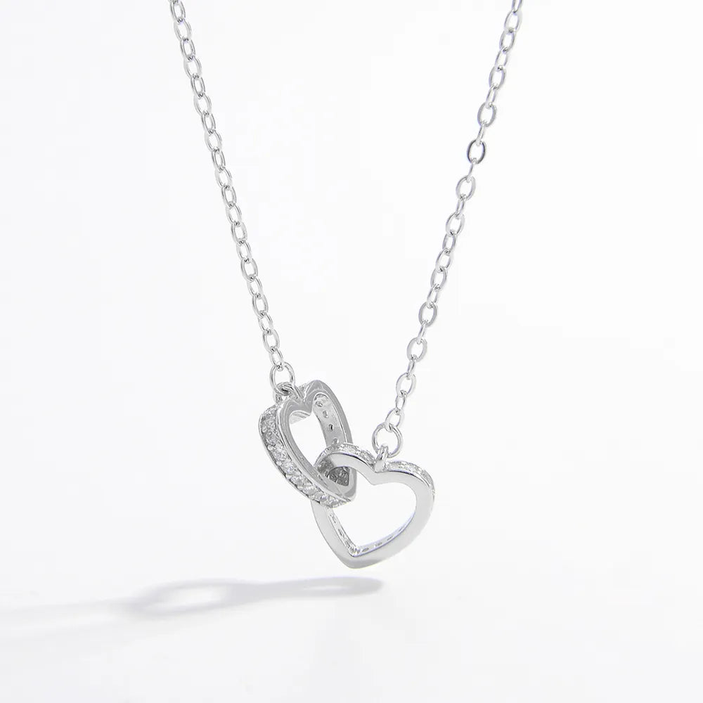 925 Sterling Silver Inlaid Zircon Heart Necklace - Roe Creation