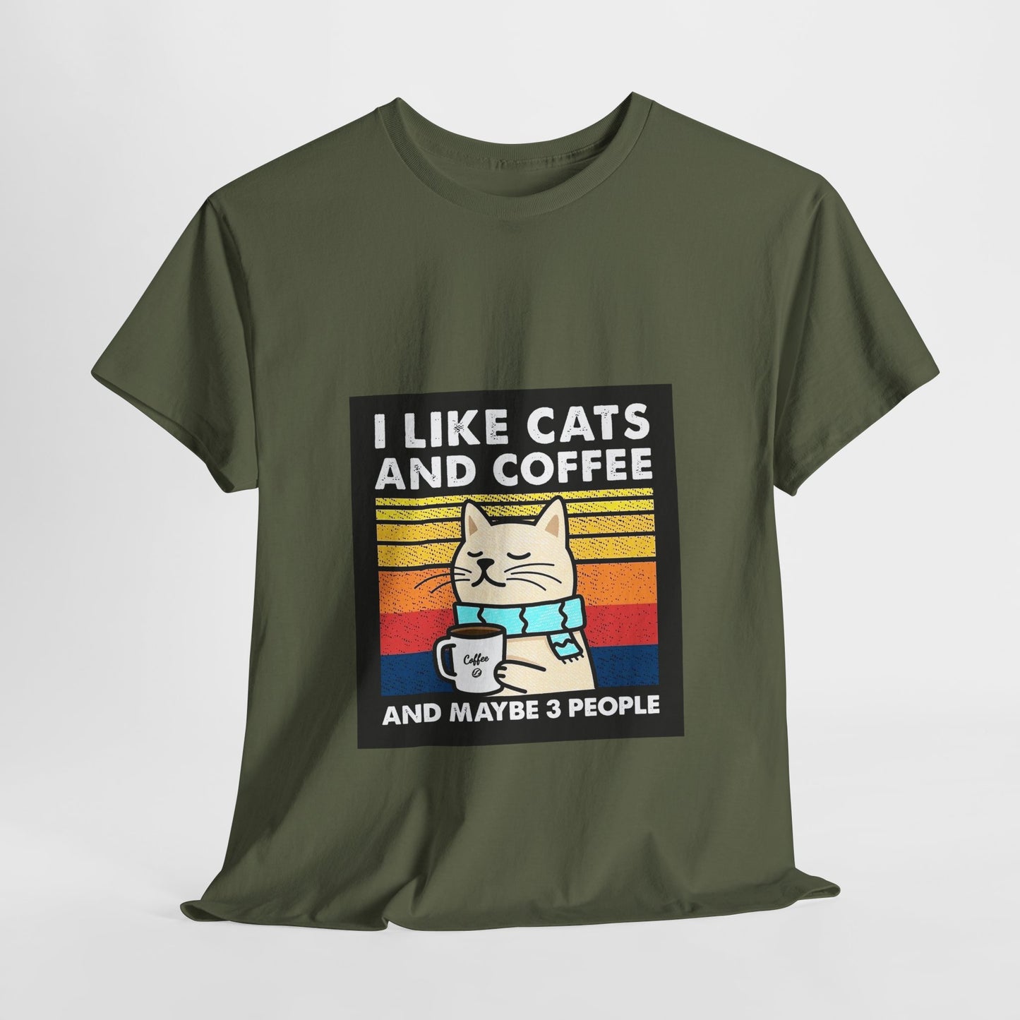 "I Like Cats and Coffee and Maybe 3 People" Unisex Heavy Cotton Tee - Roe Creation