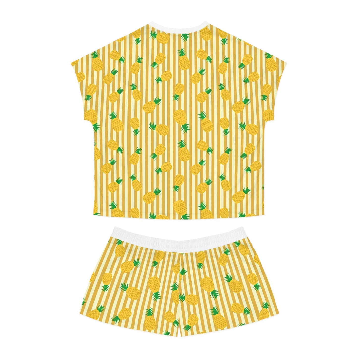 Pineapple Print Women's Short Pajama Set, Cute Summer Sleepwear, Tropical - Roe Creation