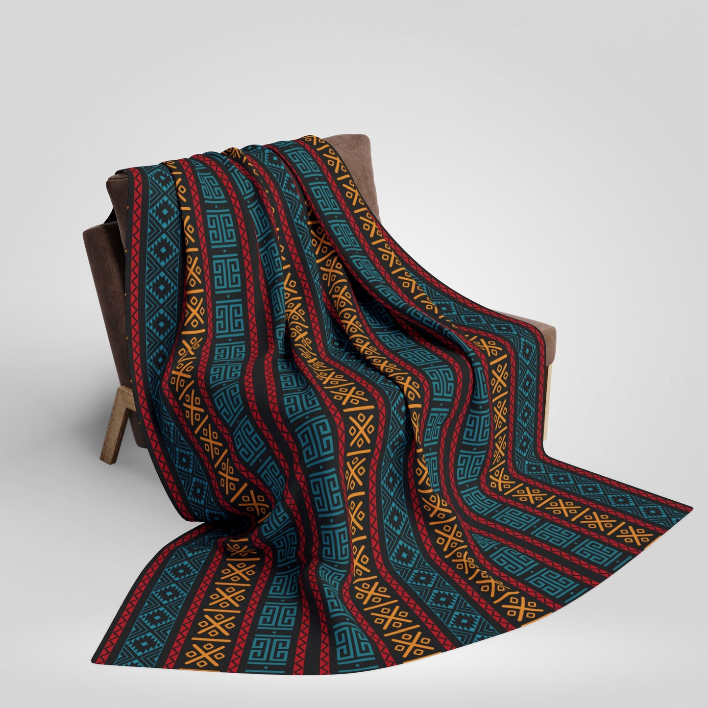 Colorful Aztec Tribal Fleece Blanket - Vibrant Tribal Pattern, Perfect for Home Decor and Gifting