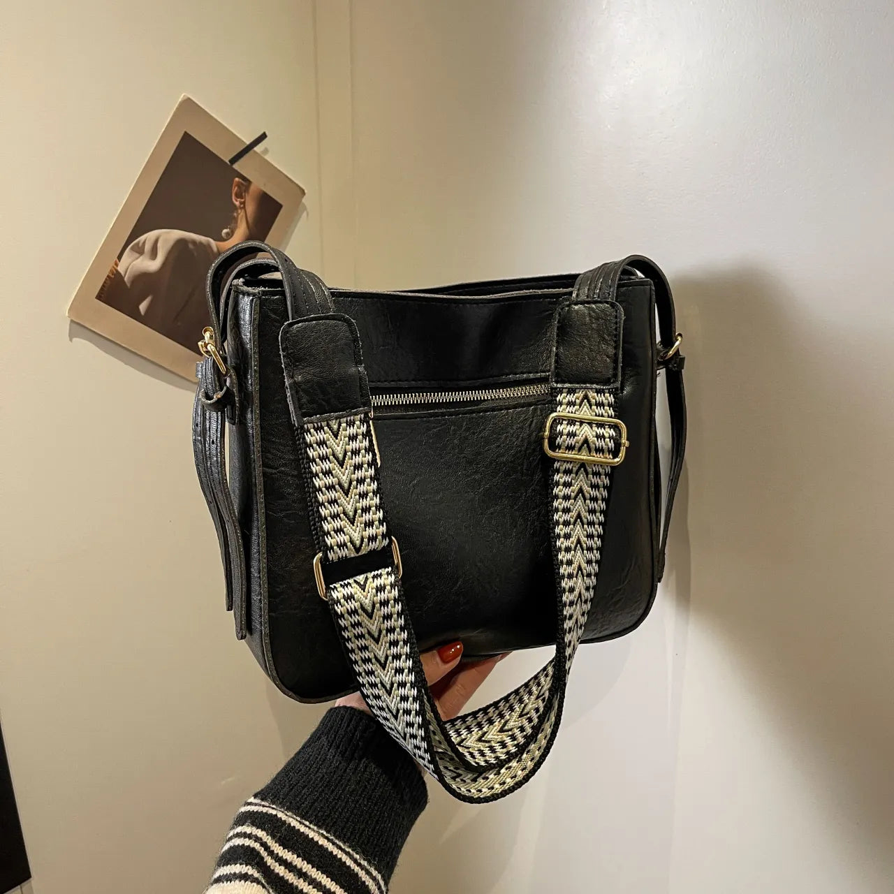 PU Leather Adjustable Strap Shoulder Bag - Roe Creation