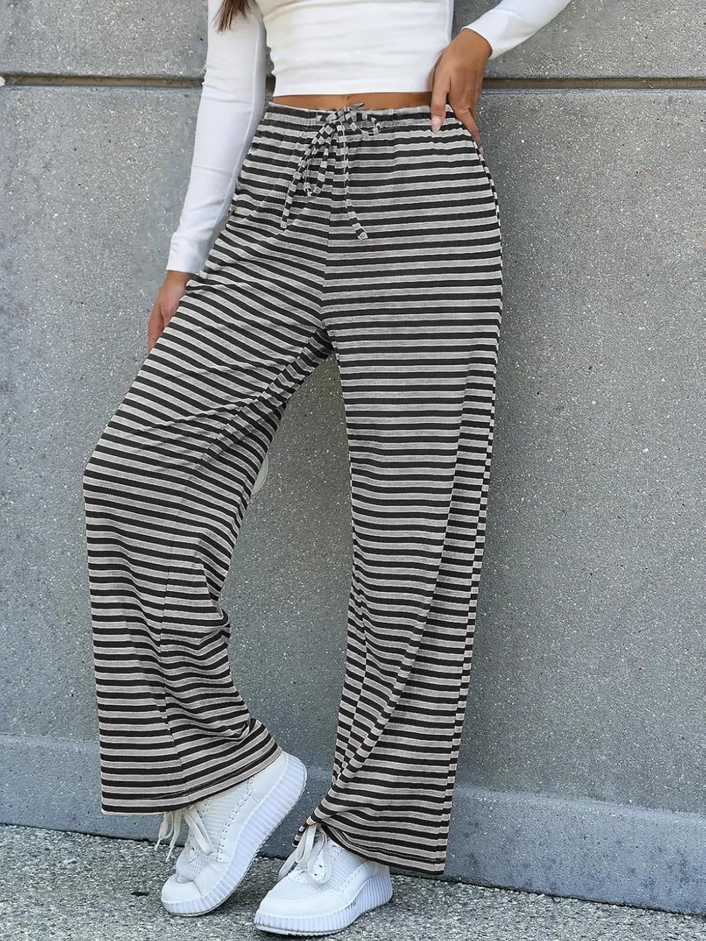Lovelet Striped Wide Leg Pants - Roe Creation