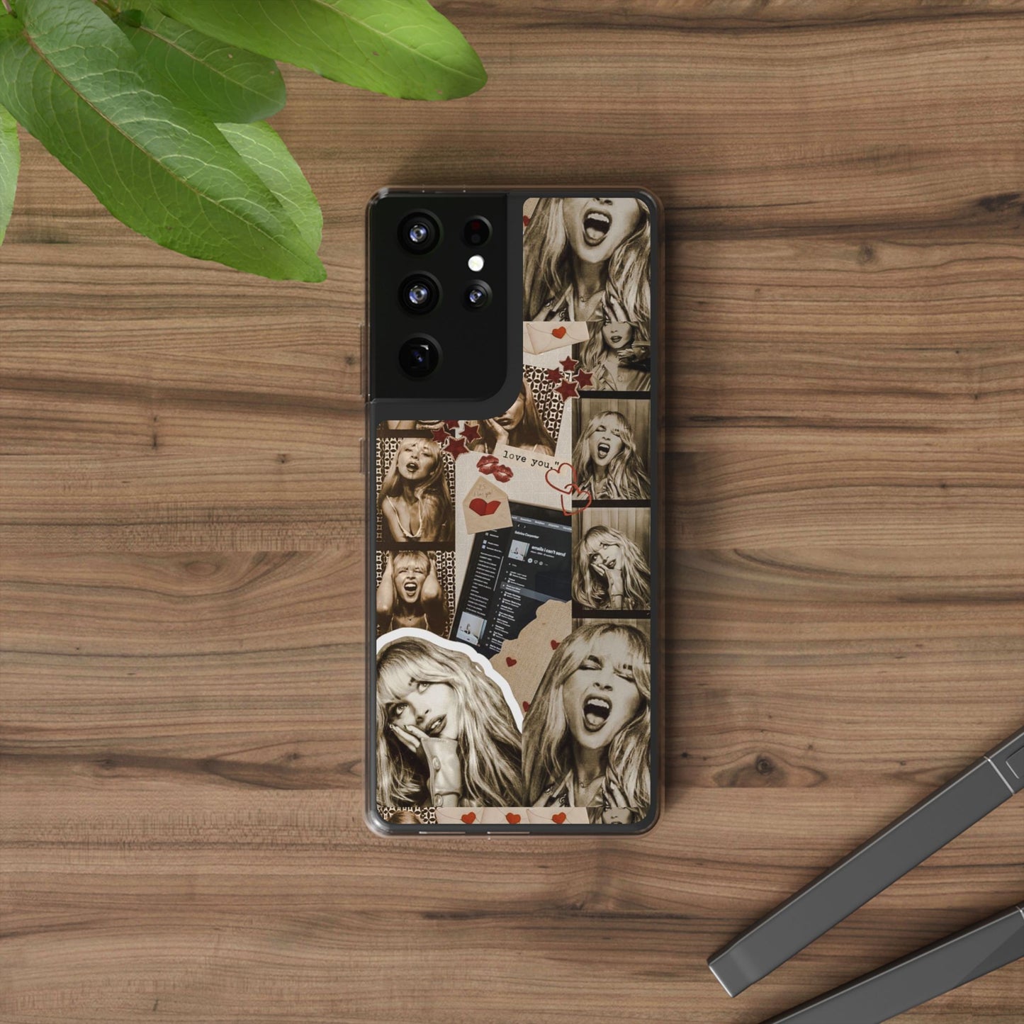 Sabrina Carpenter Vintage Photo Collage Clear Phone Case - Love You Design
