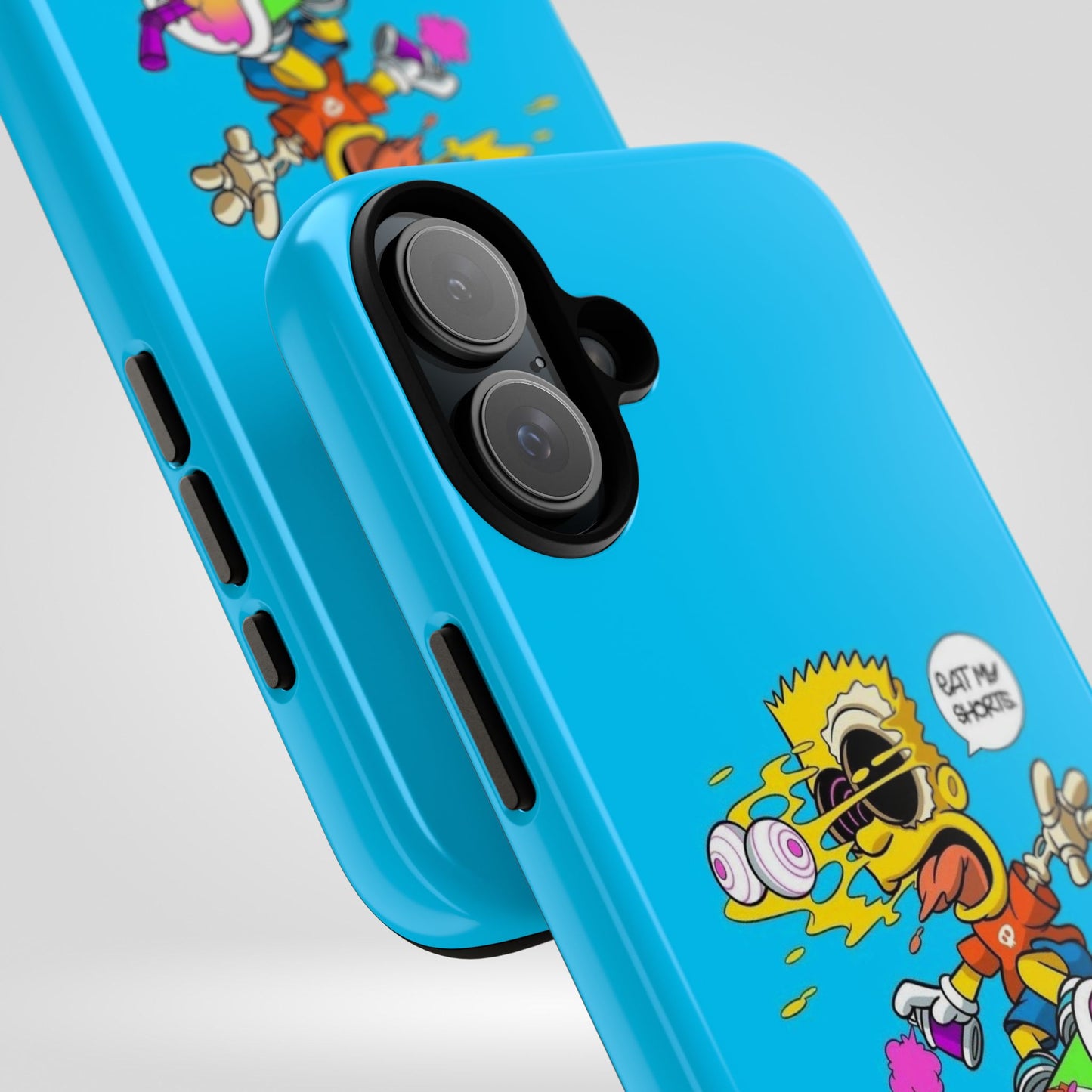 Spongebob Blue Cartoon iPhone Case - 'Eat My Shorts' Design