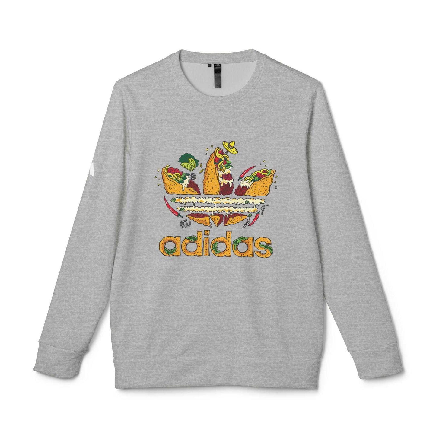 Original Adidas Funny Taco Lover Fleece Crewneck Sweatshirt, Cute Foodie Gift, Unisex Casual Wear, Perfect for Birthdays.