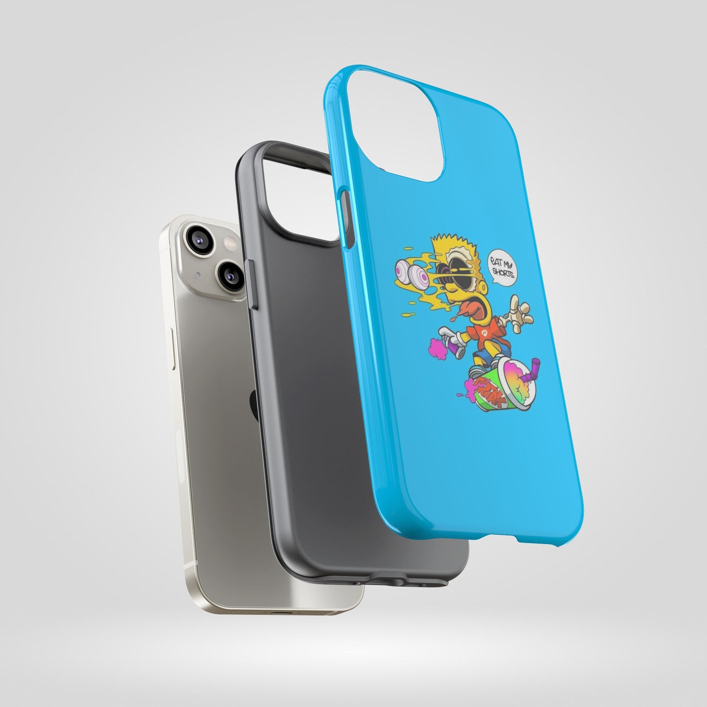 Spongebob Blue Cartoon iPhone Case - 'Eat My Shorts' Design